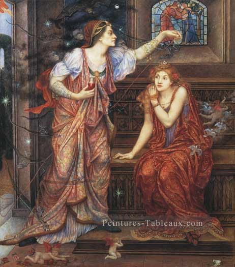 Reine Eleanor et Fair Rosamund préraphaélite Evelyn De Morgan Peintures à l'huile
